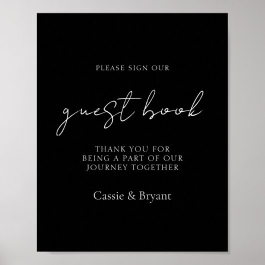 白黒エレガントのゲ結婚ストブックサイン ポスター (正面)