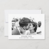 白黒エレガントのシンプル清浄結婚写真 サンキューカード (正面)