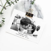 白黒エレガントのシンプル清浄結婚写真 サンキューカード