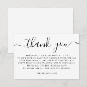 白黒エレガントのシンプル結婚スクリプト サンキューカード (正面/裏面)