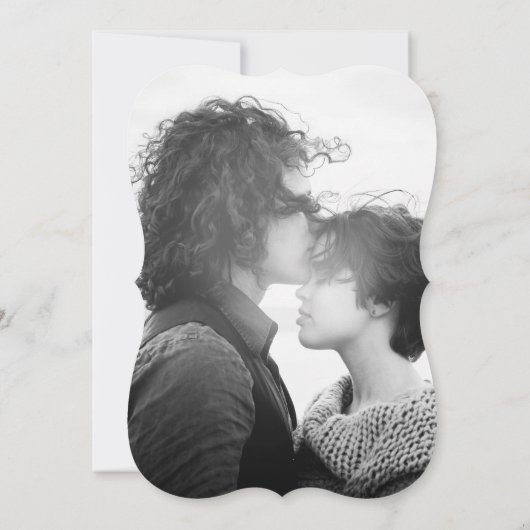 白黒エレガントのスクリプト写真結婚の 招待状 (裏面)