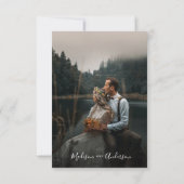 白黒エレガントのスクリプト写真結婚の 招待状 (裏面)