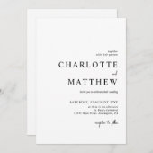 白黒エレガントのスクリプト結婚式招待状 招待状 (正面/裏面)