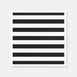 白黒エレガントのストライプ スタンダードカクテルナプキン