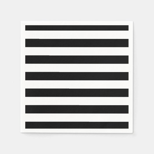 白黒エレガントのストライプ スタンダードカクテルナプキン (正面)