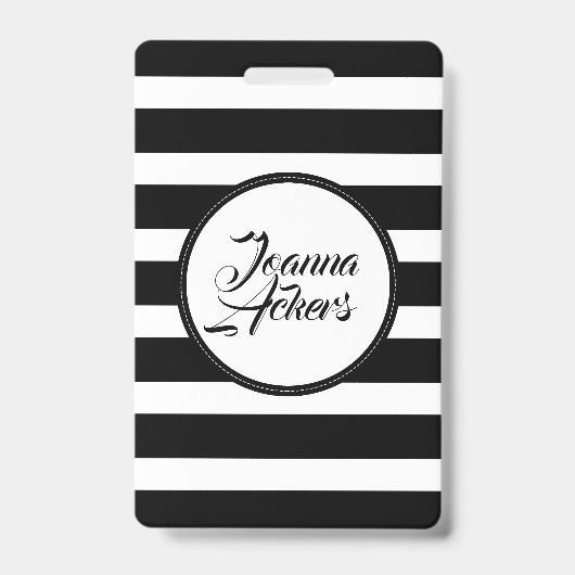 白黒エレガントのストライプ バッジ (表面)