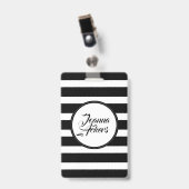 白黒エレガントのストライプ バッジ (クリップ付き表面)