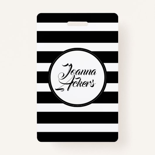 白黒エレガントのストライプ バッジ (裏面)