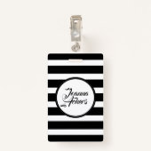 白黒エレガントのストライプ バッジ (裏面クリップ)