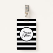 白黒エレガントのストライプ バッジ (正面クリップ)