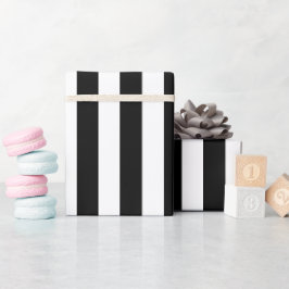 白黒エレガントのストライプ ラッピングペーパー