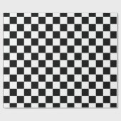 白黒エレガントのチェッカー ラッピングペーパー (フラット)