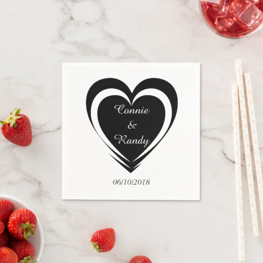 白黒エレガントのナプキ結婚ンス スタンダードカクテルナプキン (インサイチュ)