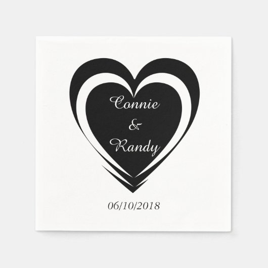 白黒エレガントのナプキ結婚ンス スタンダードカクテルナプキン (正面)
