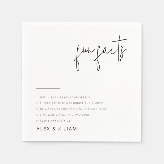 白黒エレガントのナプキ結婚ンス スタンダードカクテルナプキン (正面)