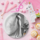 白黒エレガントのナプキ結婚ンス ペーパープレート (パーティー)