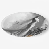 白黒エレガントのナプキ結婚ンス ペーパープレート (アングル)