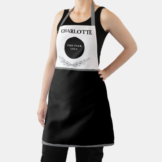 白黒エレガントのビジネスカスタムロゴ エプロン (インサイチュ)