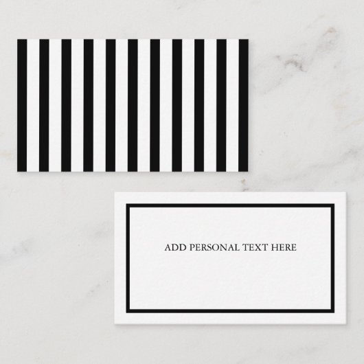 白黒エレガントのビジネスストライプのカード 名刺 (正面/裏面)