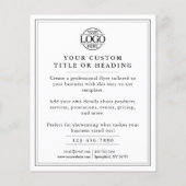 白黒エレガントのビジネスロゴのプロモーション チラシ (裏面)