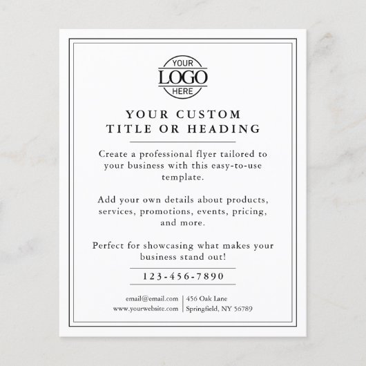 白黒エレガントのビジネスロゴのプロモーション チラシ (正面)