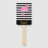 白黒エレガントのフラミンゴにピンクのフラストライプミンゴ ハンドファン (裏面)