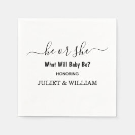 白黒エレガントのミニマルなジェンダーが明らかにする スタンダードカクテルナプキン