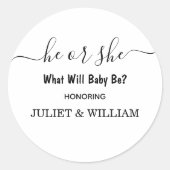 白黒エレガントのミニマルなジェンダーが明らかにする ラウンドシール (正面)