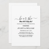 白黒エレガントのミニマルなジェンダーが明らかにする 招待状 (正面/裏面)