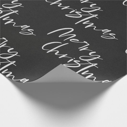 白黒エレガントのメリークリスマス ラッピングペーパー (角)
