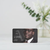 白黒エレガントのモノグラクラシックム写真 名刺 (スタンド正面)