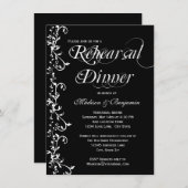 白黒エレガントのリハーサルディナー 招待状 (正面/裏面)