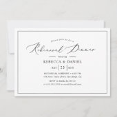 白黒エレガントのリハ結婚ーサルディナー 招待状 (正面)