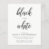 白黒エレガントの割引パーティの招待状 (正面)