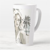 白黒エレガントの女の子 カフェラテマグ (右アングル)