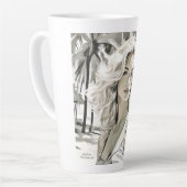 白黒エレガントの女の子 カフェラテマグ (左アングル)