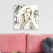 白黒エレガントの女の子 キャンバスプリント (インサイチュ (リビング))