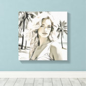 白黒エレガントの女の子 キャンバスプリント (インサイチュ (ウッドフロア))