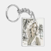 白黒エレガントの女の子 キーホルダー (正面左)