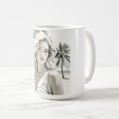 白黒エレガントの女の子 コーヒーマグカップ (正面右)
