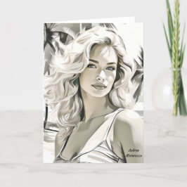 白黒エレガントの女の子 ノートカード