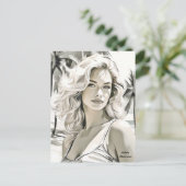 白黒エレガントの女の子 ポストカード (スタンド正面)