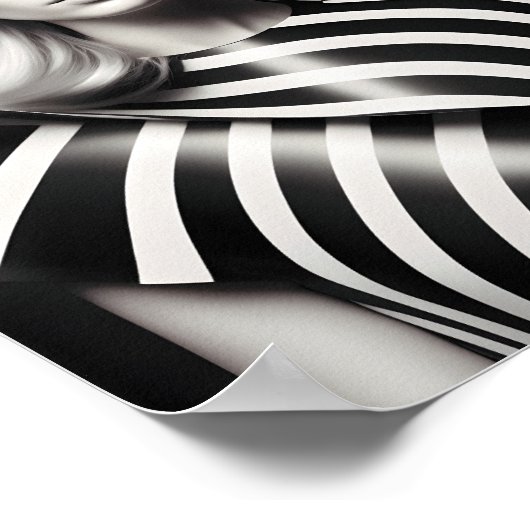 白黒エレガントの女性芸術イラストレーション ポスター (角)