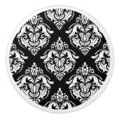 白黒エレガントの幾何ダメパターン セラミックノブ (正面)