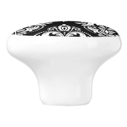 白黒エレガントの幾何ダメパターン セラミックノブ (側面)