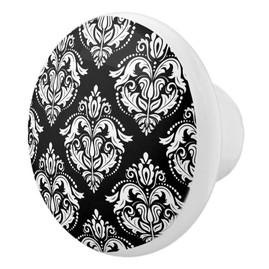 白黒エレガントの幾何ダメパターン セラミックノブ (右)