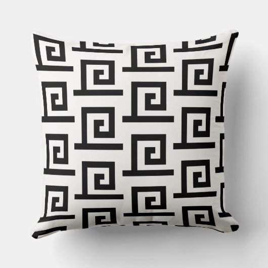 白黒エレガントの幾何学的パターン クッション (裏面)