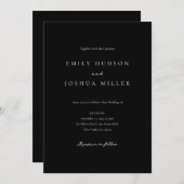 白黒エレガントの文字を書き込む結婚 招待状 (正面/裏面)