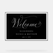 白黒エレガントの歓迎結婚の挨拶 アクリルサイン (正面)