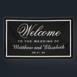 白黒エレガントの歓迎結婚の挨拶 横断幕<br><div class="desc">この黒いバナー結婚でゲストをエレガントお客様結婚に招待状背カスタマイズ色とお気に入りの文字。</div>